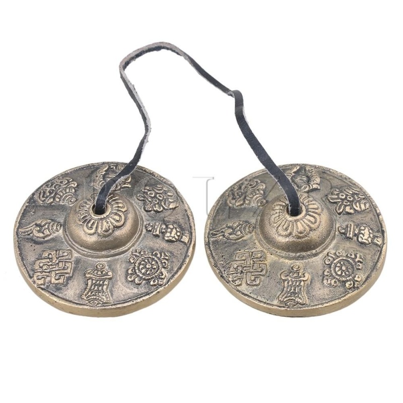 6.5cm Eight Auspicious Symbols Small Tibetan Tingsha Cymbals Bell - intl