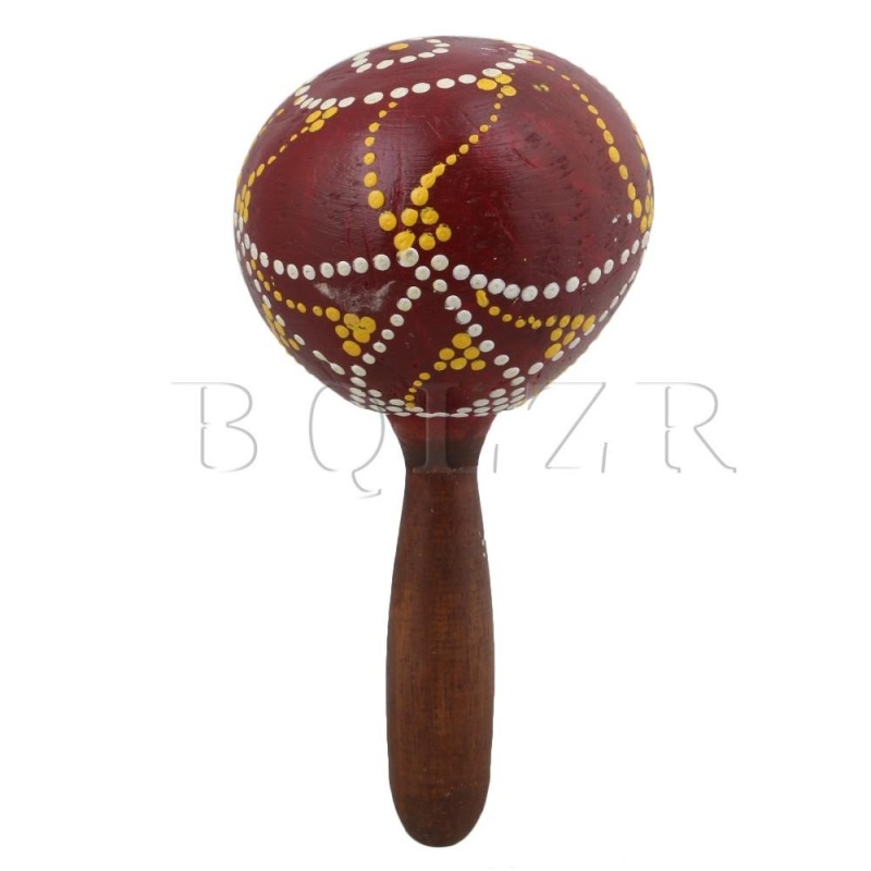 Hand Painted Coconut Shell Wooden Handle Maracas Shaker Drum Percussion - intl