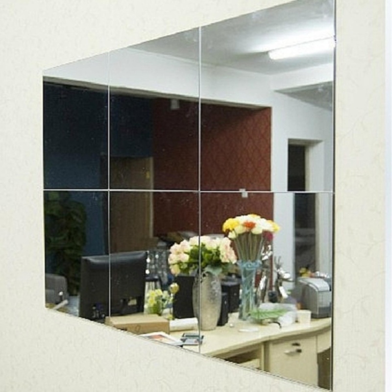 16Pcs Bathroom Square Removeable Self-adhesi ve Mosaic Tiles Mirror Wall S tickers Home Decor - intl - intl