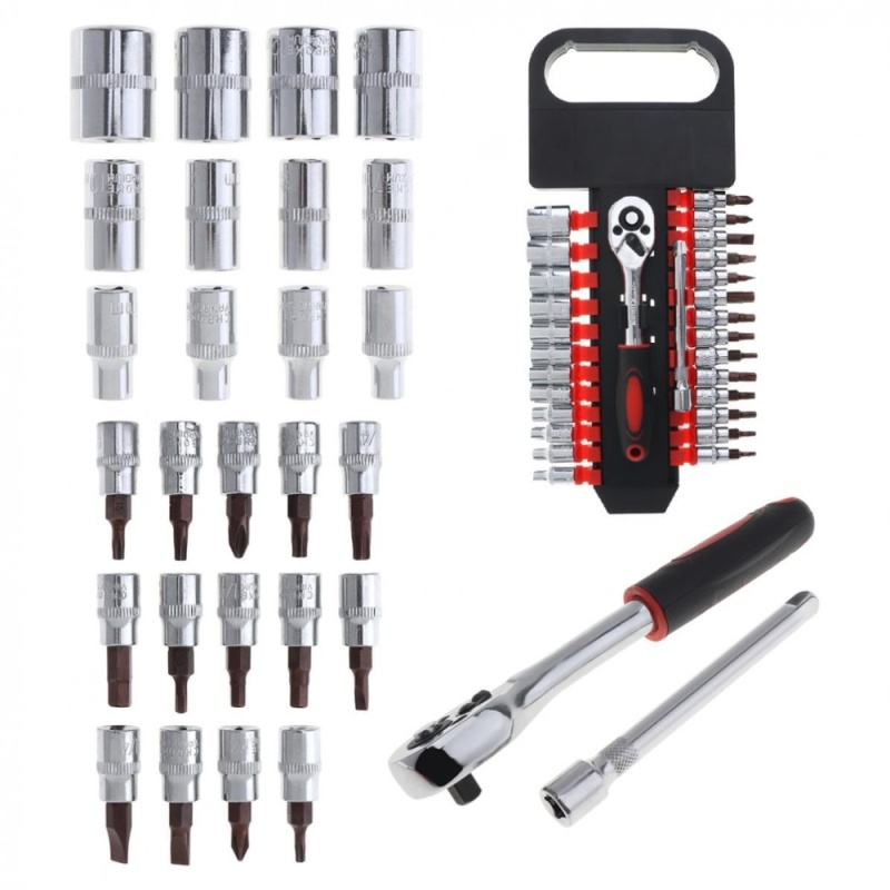 Bảng giá 27pcs 1/4-Inch Socket Wrench 14 Batches Of Head 12 Short Sets Ratchet Wrench for Car Repairing - intl