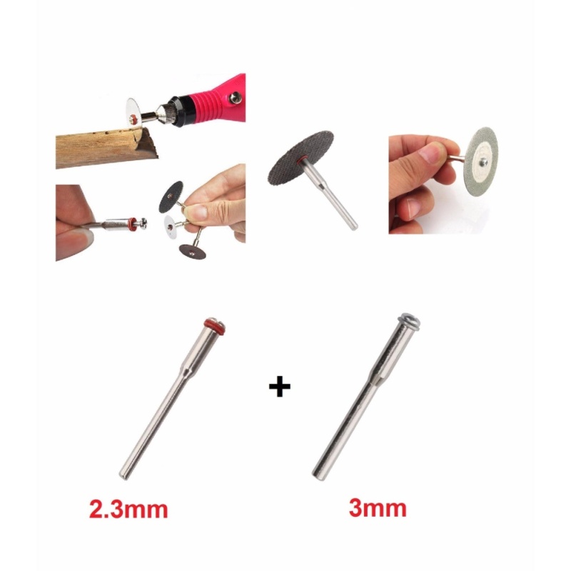 Bảng giá Bộ 2 trục (2.3mm và 3mm) lắp dĩa cắt, dĩa mài cho khoan mini cầm tay đa năng (như Dremel, ACZ, ...)