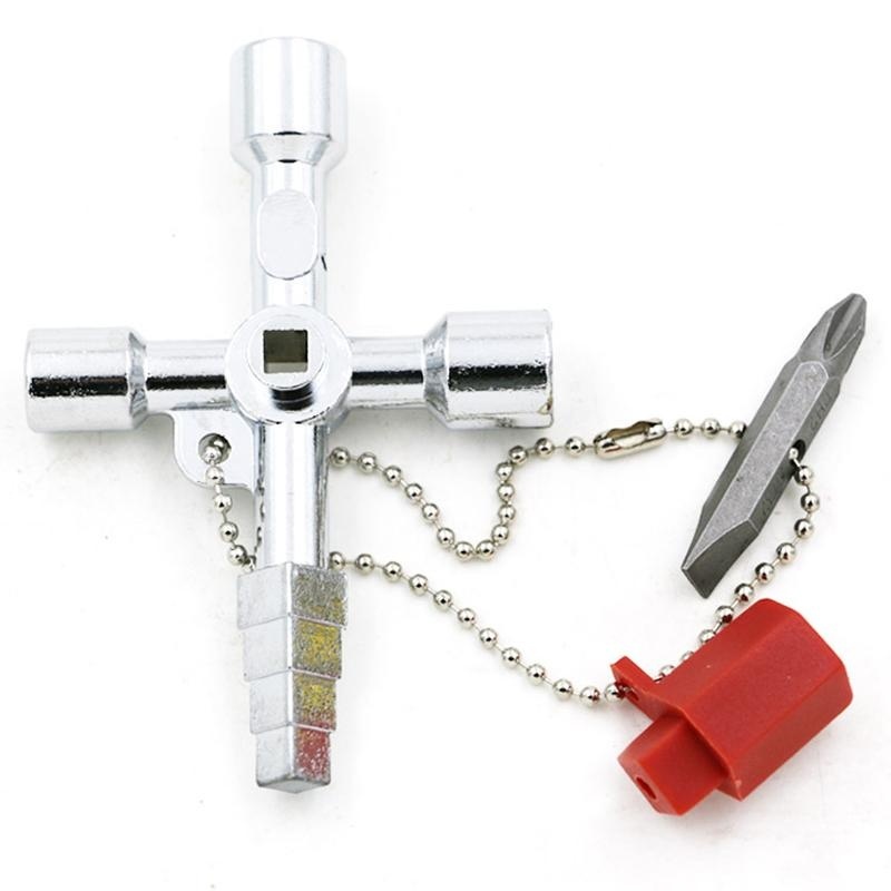 Multi-function 5 in 1 Cross Key Wrench Train Electrical Cabinet Elevator Square Triangle - intl