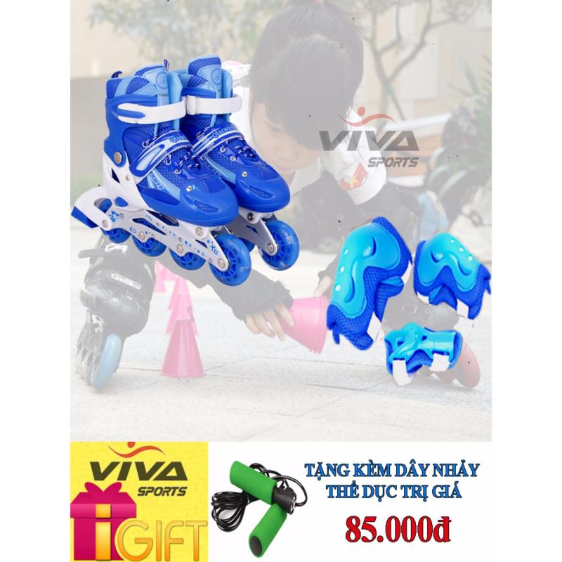 Phân phối BỘ GIÀY PATIN GẮN ĐINH PHÁT SÁNG TOÀN BỘ BÁNH (SIZE M) + ĐỒ BẢO HỘ - VIVA SPORT (TẶNG KÈM 1 DÂY NHẢY)