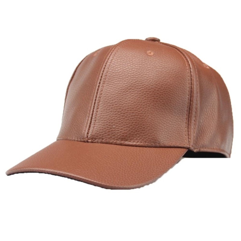 Phân phối PU Leather Solid Color Blank Women Men Hiphop Ajustable Flat Visor Baseball Cap Red Color:Khaki - intl
