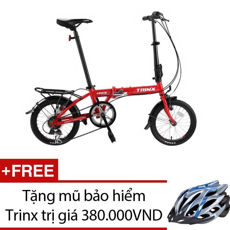 Phân phối Xe đạp gấp TRINX KA1606 (đỏ) + Tặng 1 mũ bảo hiểm Trinx