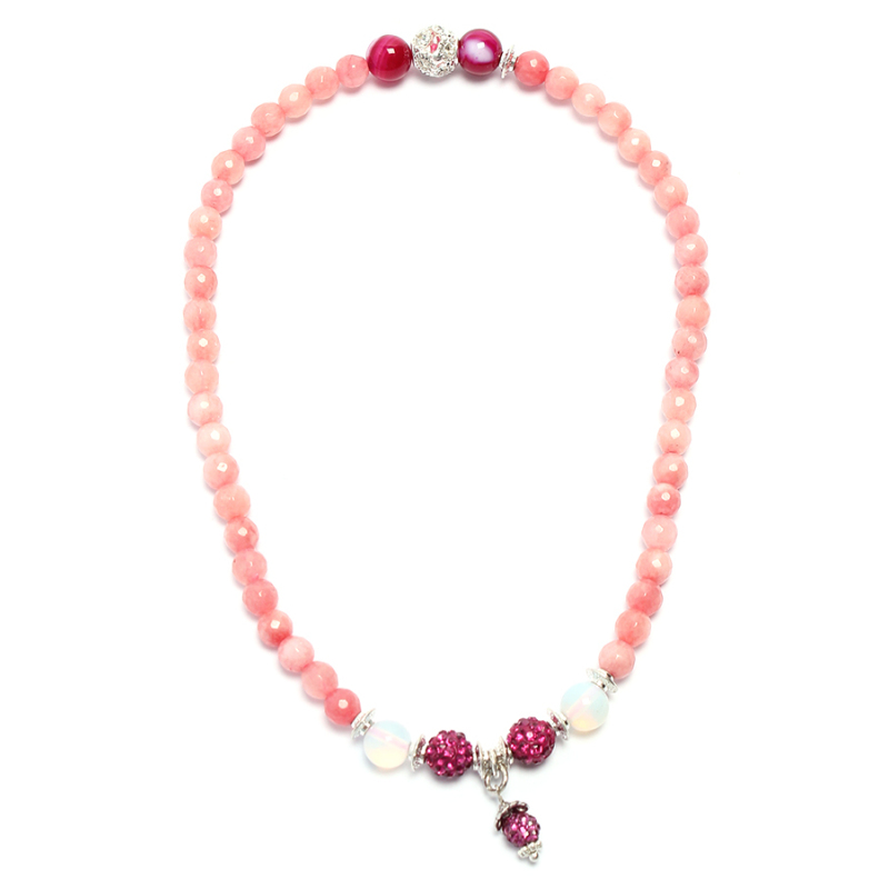 Vòng tay đá mã não hồng charm Tỏis Accessories (Hồng)
