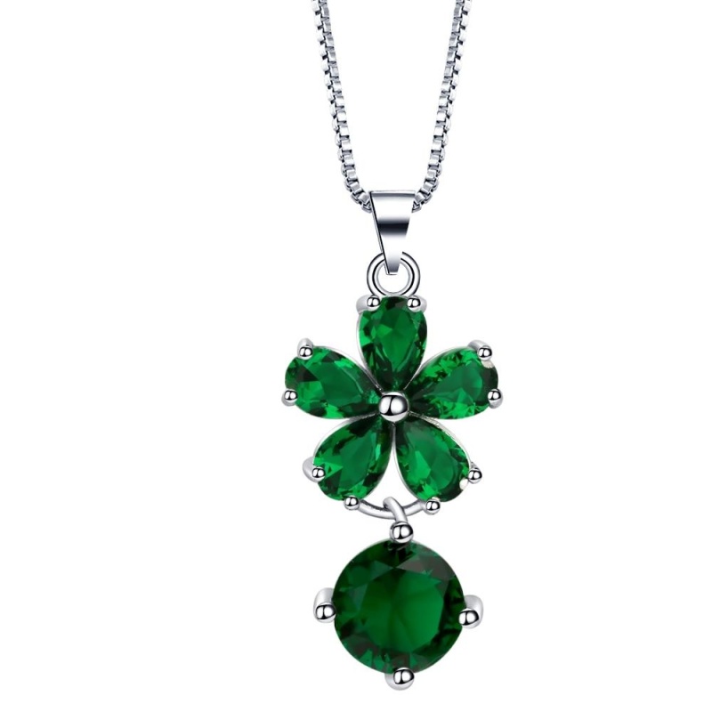 Bigood Women's Sweet Flower CZ Necklace&Earrings&Ring Jewelry Sets Gift Green - intl