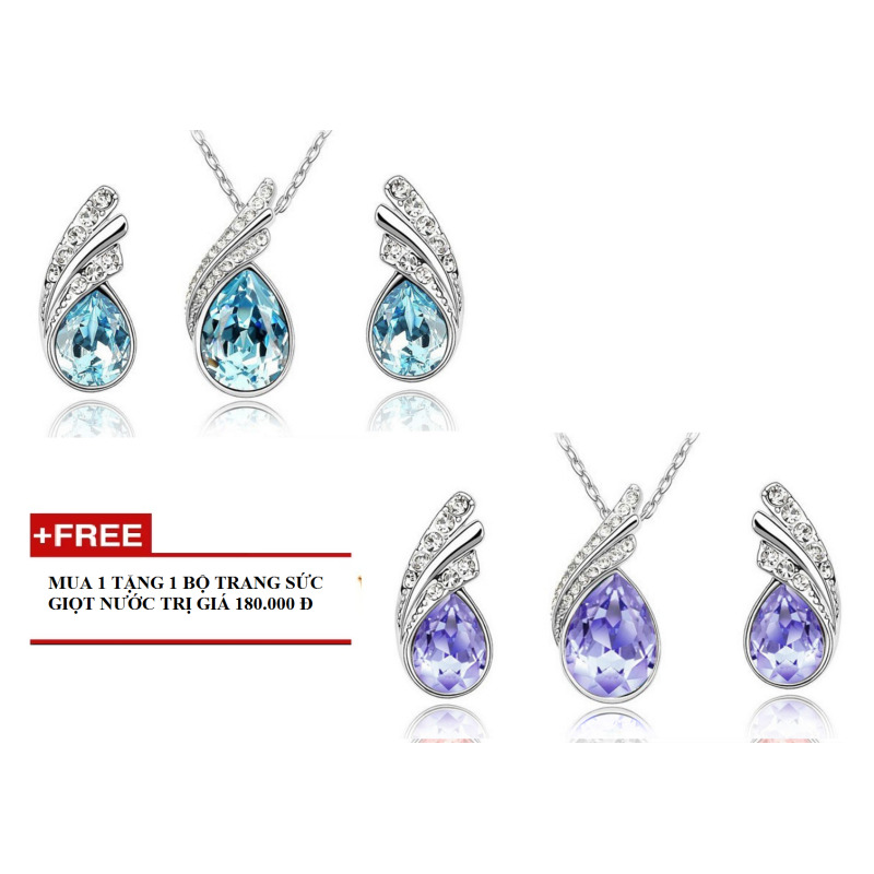 Bộ trang sức đính đá pha lê sang trọng + Tặng 1 bộ trang sức