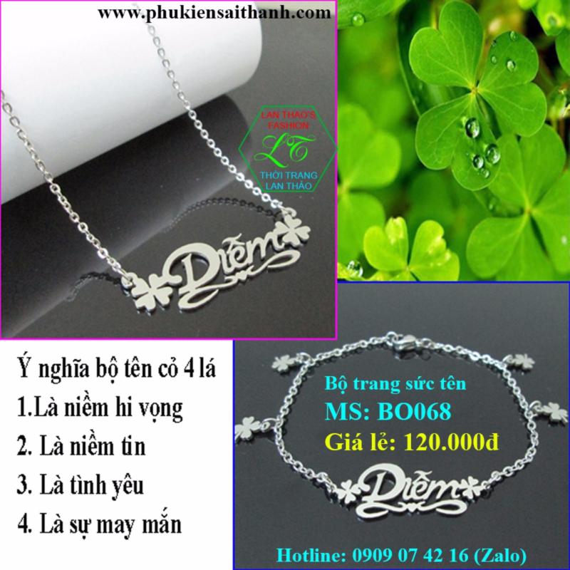 Bộ trang sức tên DIỄM cực xinh BO068 (TRẮNG)