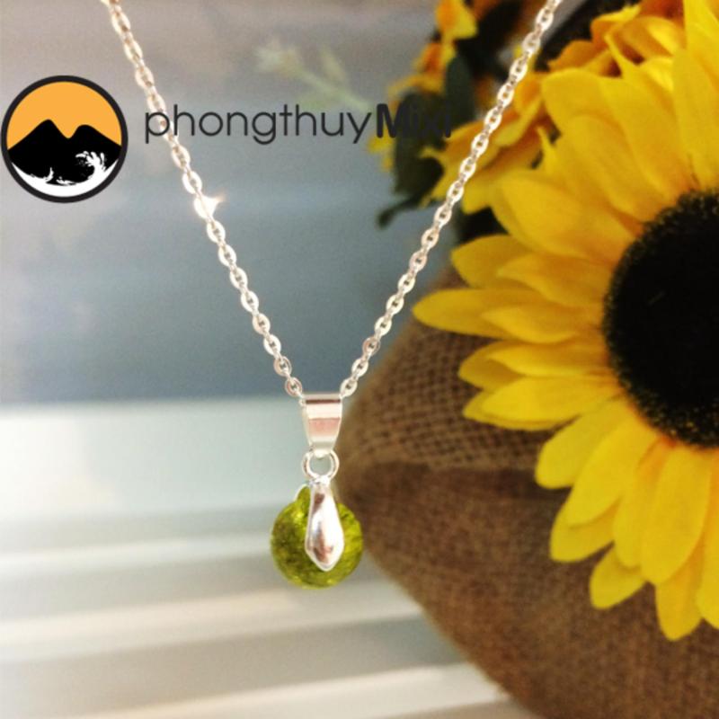 Dây chuyền bạc mặt đá quý phong thủy Peridot (Mệnh Kim- Mộc)