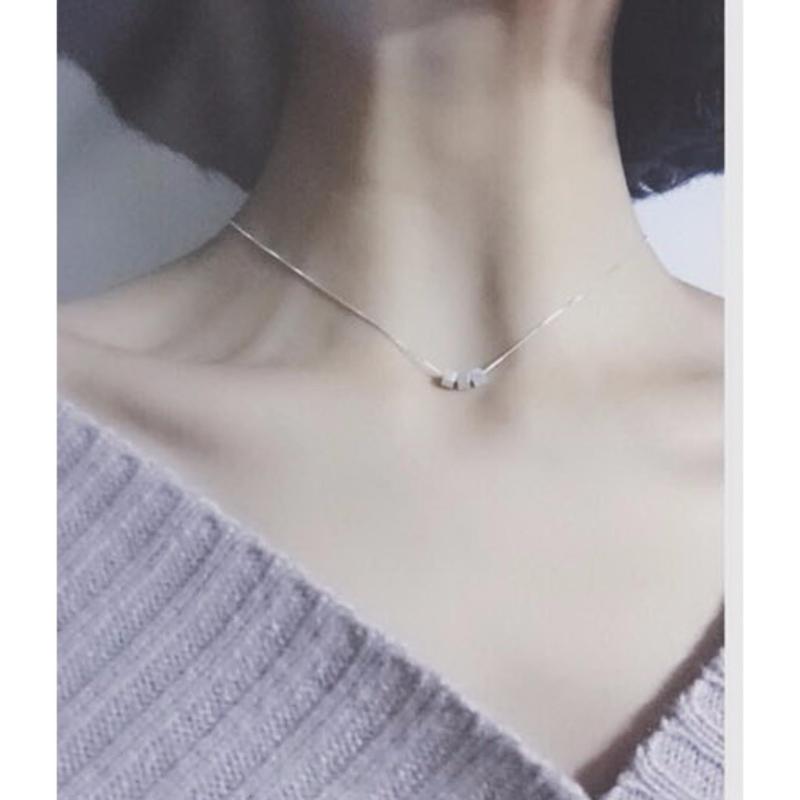 Dây chuyền mạ Bạc 925 Mặt hạt vuông