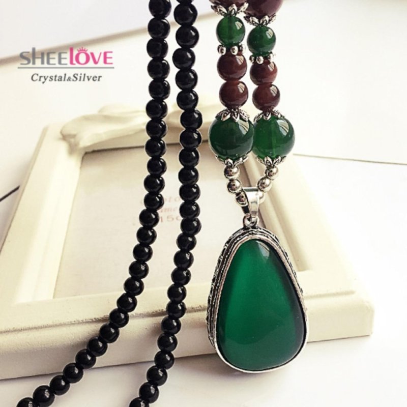 Dây chuyền nữ dáng dài ngọc lục bảo sang trọng cao quí phong cách Âu Mỹ MYL-X508