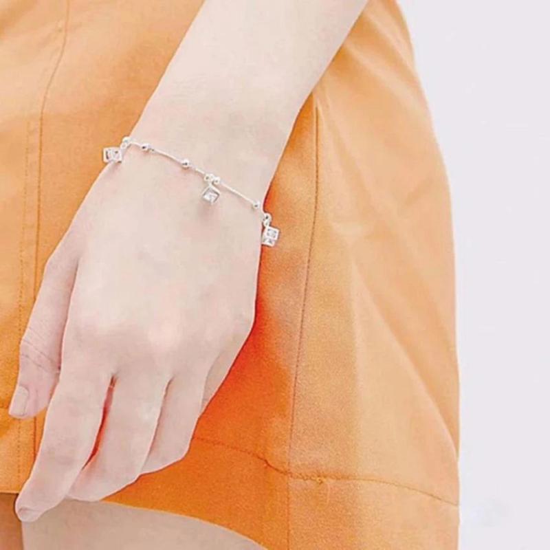 Lắc Tay Bạc Nữ Lập Phương Chất Liệu Bạc Ta Cao Cấp - Thương Hiệu Bảo Tín