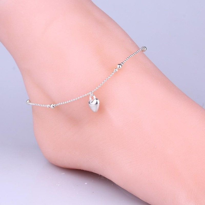 Love Peach Heart-Shaped Beads Anklet Foot Chain - intl
