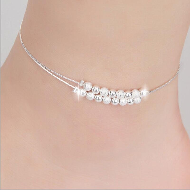Matte beads Women Chain Ankle Bracelet Barefoot Sandal Beach Foot Jewelry - intl