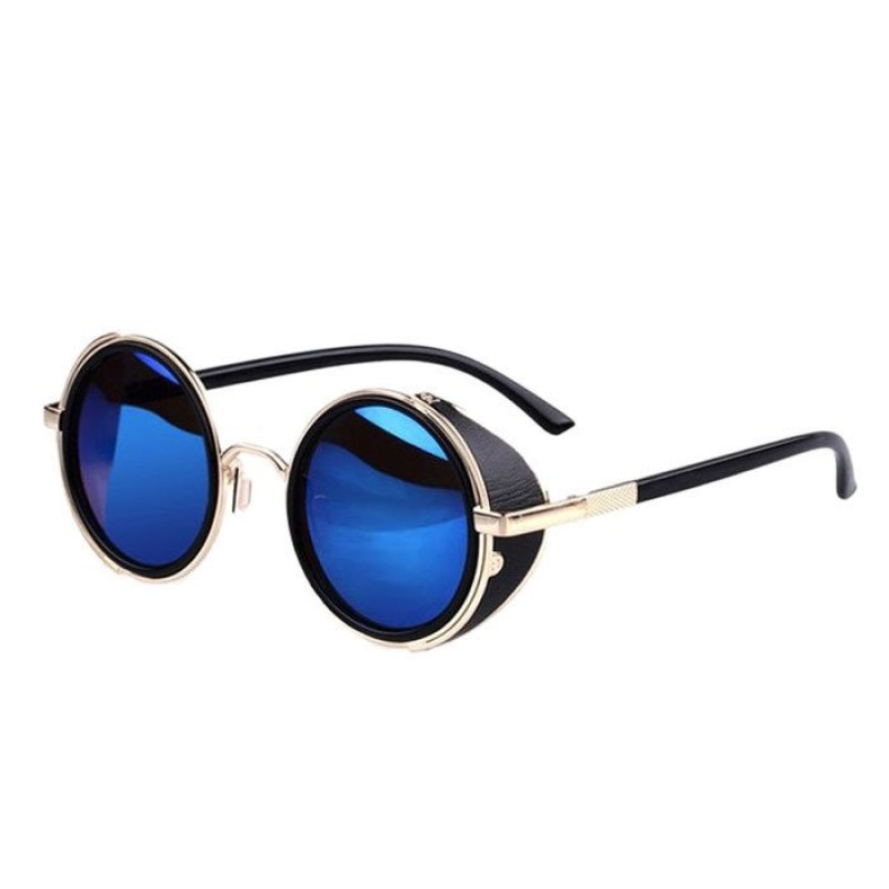 Giá bán Mirror Lens Round Glasses Cyber Goggles Steampunk Sunglasses Blue