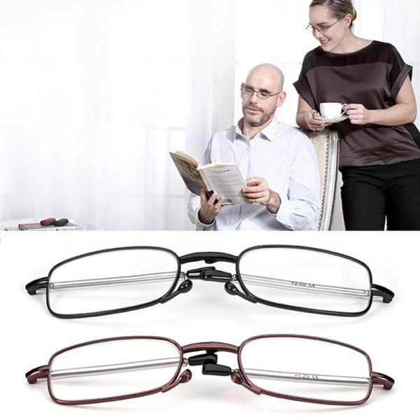 Giá bán Portable Fashion Folding Reading Glasses Rotation Eyeglass(Black,+3.0) - intl