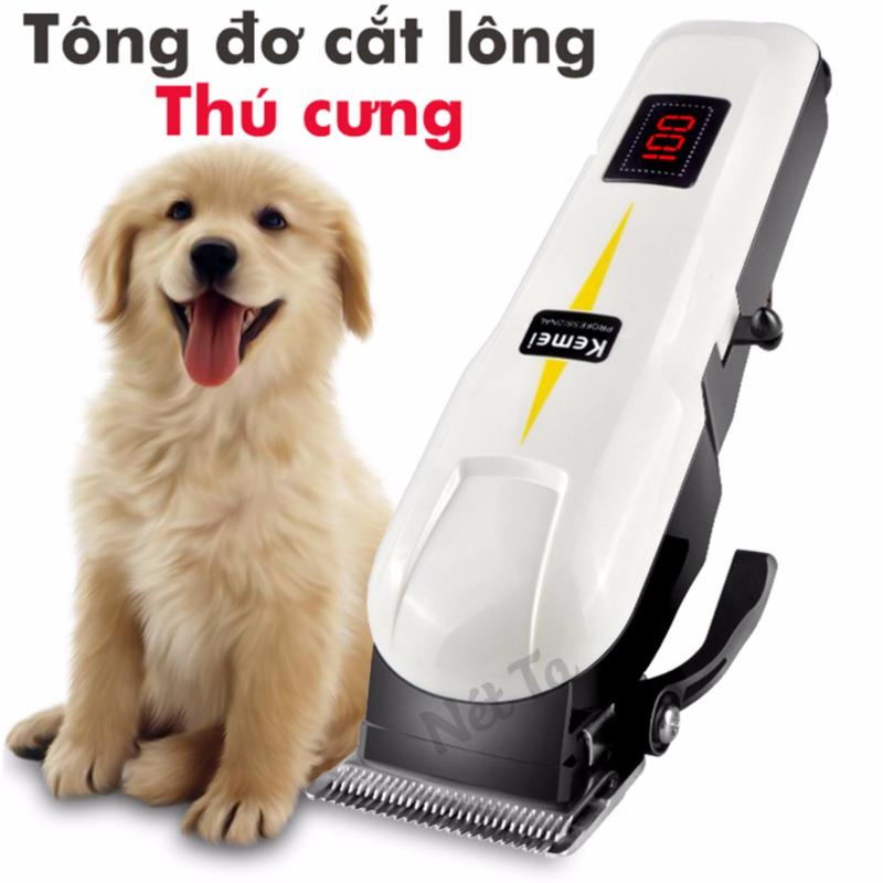 Tông đơ cắt lông cho chó Kemei KM-809A không dây cao cấp, đèn led hiển thị dung lượng pin