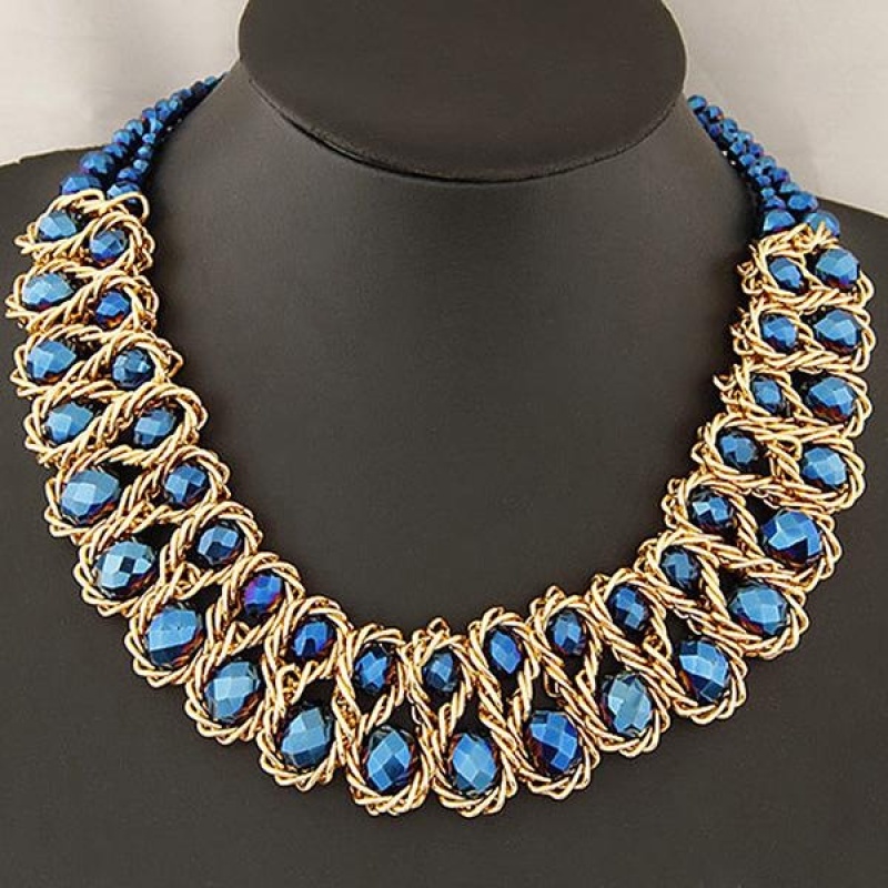 Women Vintage Crystal Bead Collar Choker Necklace - intl