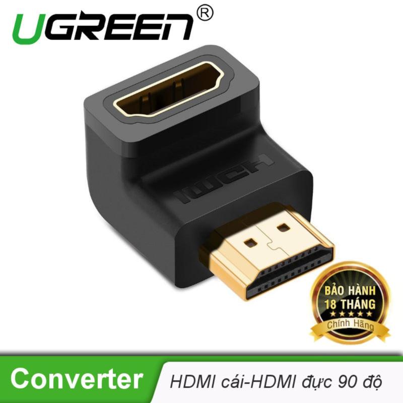 Đầu nối cổng HDMI male sang HDMI female vuông góc 90 độ - UGREEN 20109 - (màu đen) - Hãng phân phối chính thức.