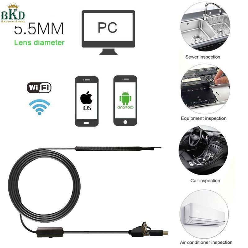 Bkodak Store XP W7 W8 1.5M 5.5mm 6LED 3in Inspection Camera Borescope Endoscope