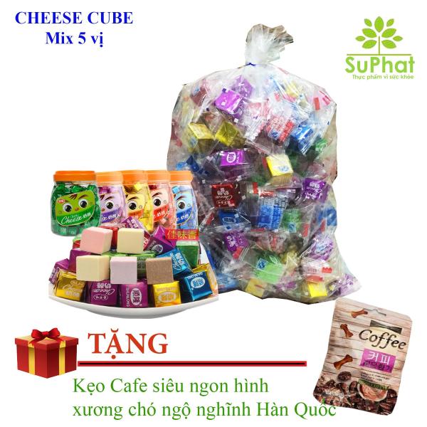 Kẹo Cheese Cube Đài Loan đủ vị (150 viên) + tặng 1 bịch kẹo coffe hình xương chó Hàn Quốc [SuPhat Shop]