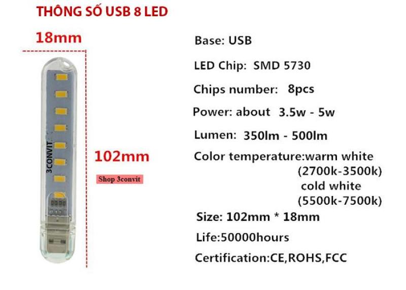 Bảng giá Bộ 2 Đèn USB 8 Led Phong Vũ