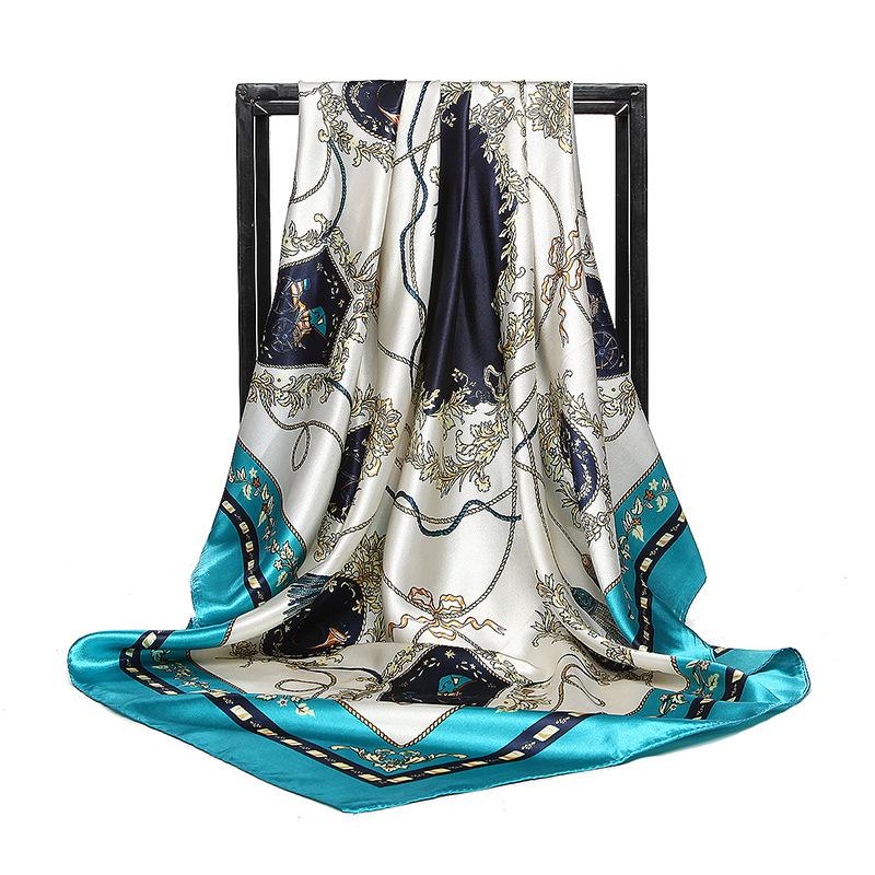Merek Besar Archaize Tali Rumbai Kain Sutra Yang Ditiru Wanita 90 Cm * 90 Cm Bergaya Bunga Satin Sutra Selendang Syal jilbab Pashima Bandana SSCARF20180321S1569-Internasional