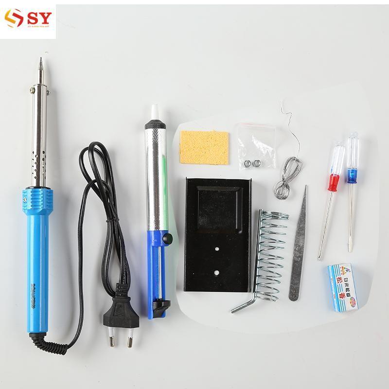 So Young 9Pcs/1Set Electric Soldering Iron Tool Set Stand Desoldering Pump Home Garden - intl