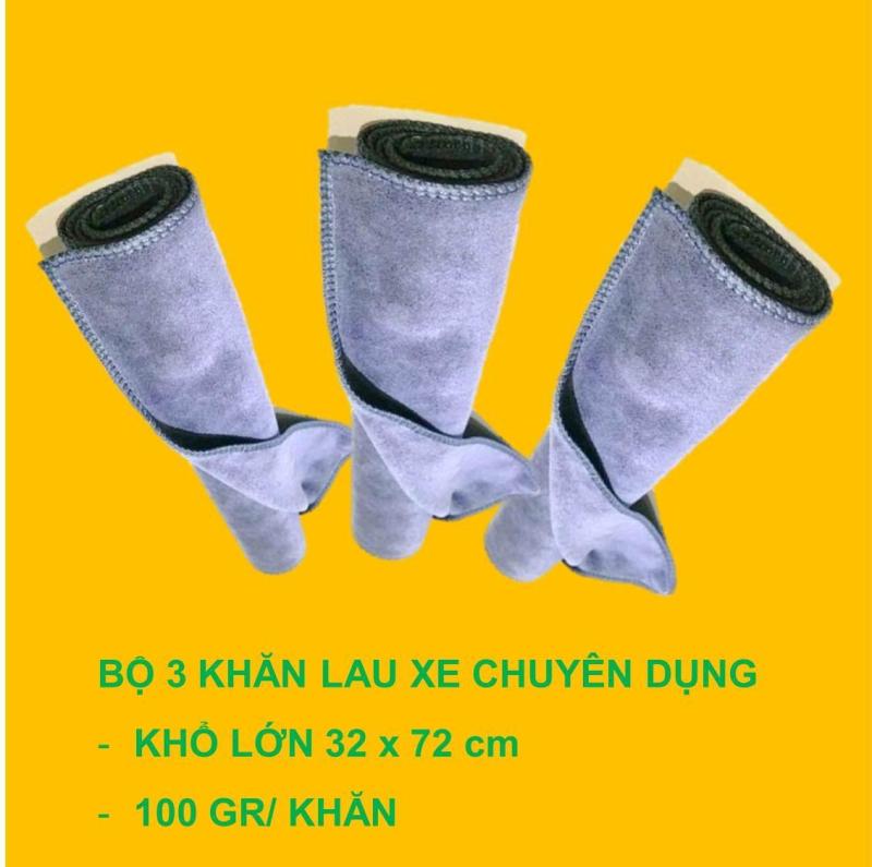 Bộ 3 khăn lau xe ô tô Tâm Luân - khổ 32x72cm