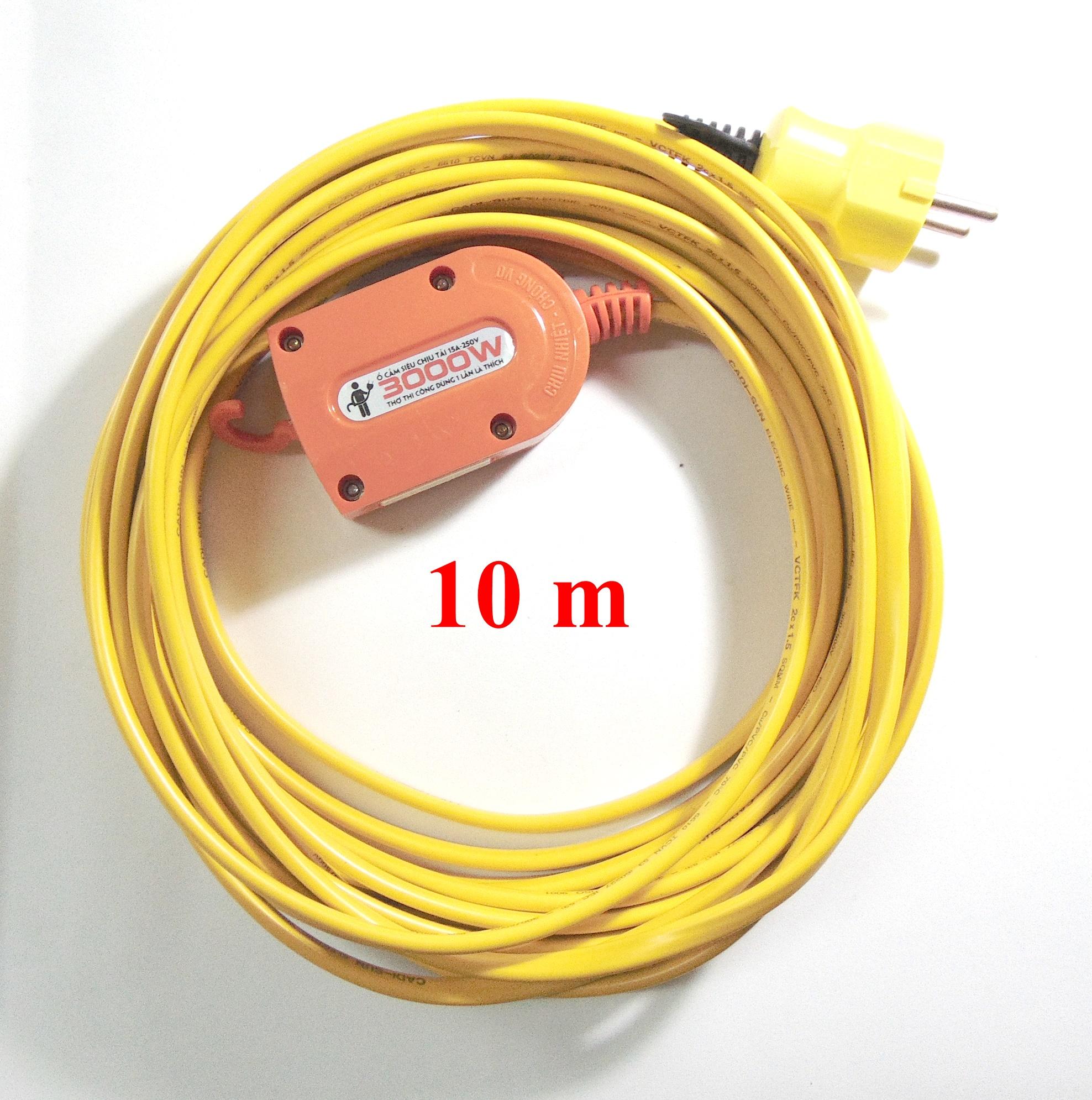 Bộ ổ cắm điện Sopoka chịu tải 3000W và 10m dây điện (Vàng)