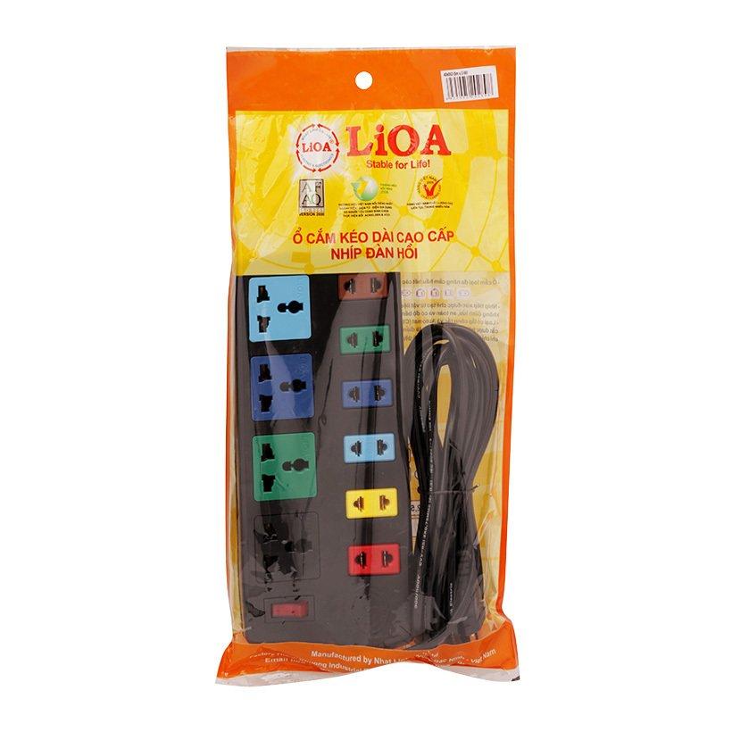 Ổ cắm điện LIOA có bảo vệ quá tải 10 ổ cắm dây 5 mét 4d6s52