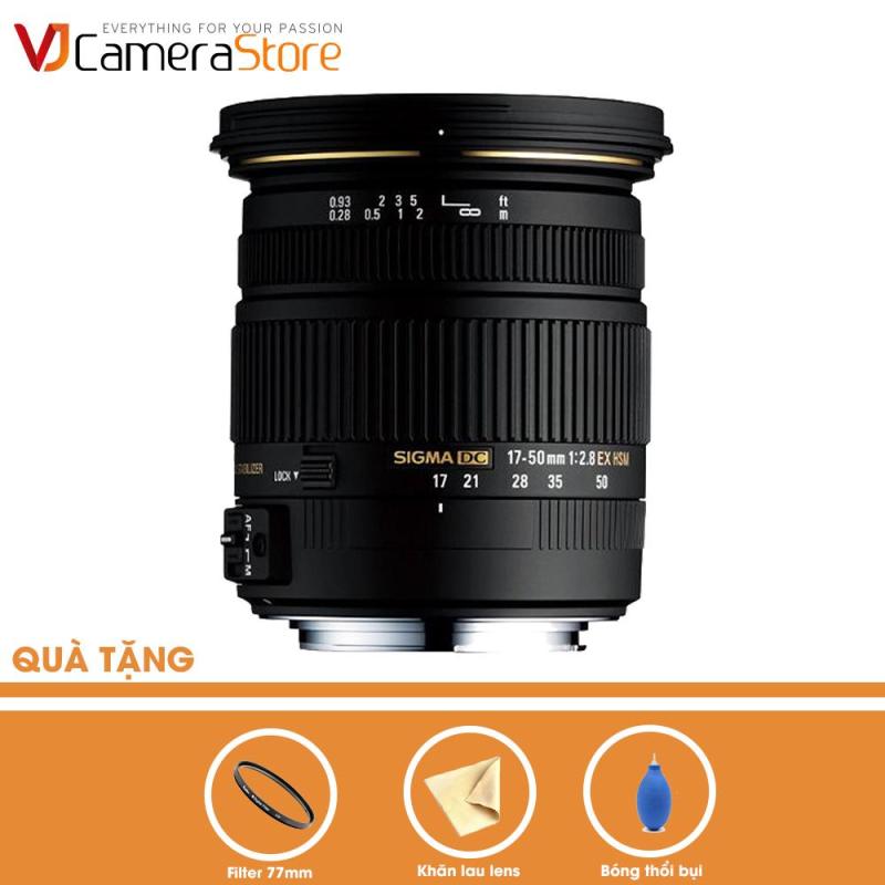 Ống kính SIGMA 17-50mm F2.8 EX DC OS HSM cho Canon (Đen) - Hàng nhập khẩu + Tặng bóng thổi + khăn da cừu lau lens + filter Kenko 77
