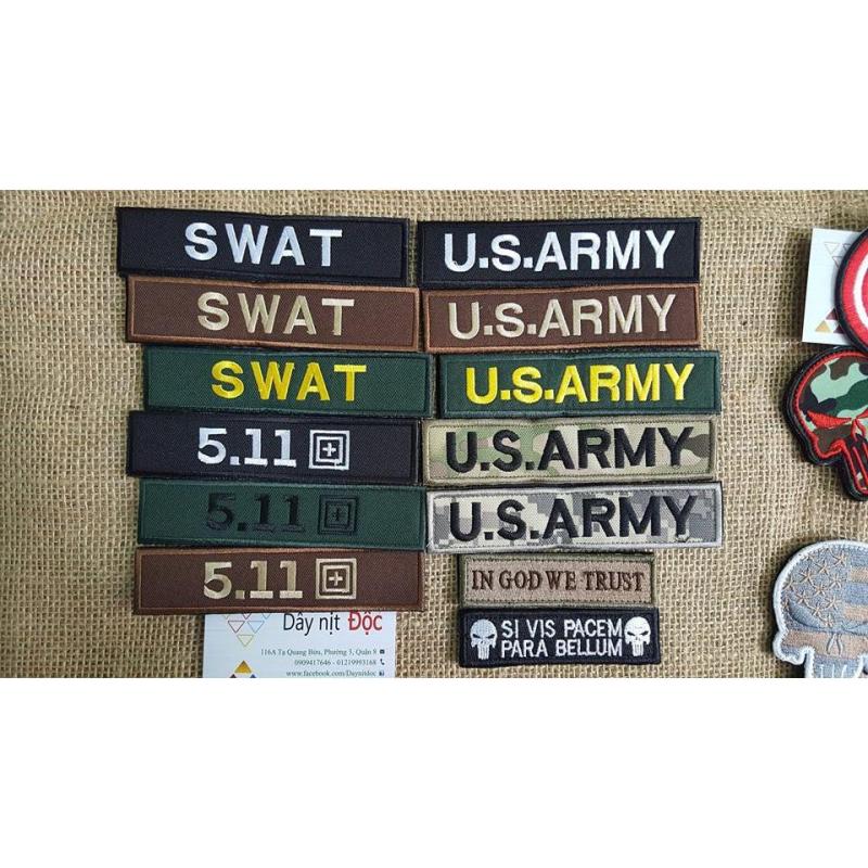 Miếng patch dán logo vải thêu US army Swat 511 trang trí balo 511, balo lính, áo lính