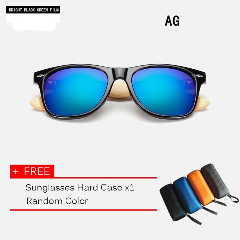 10 warna Sunglasses kayu pria wanita persegi kacamata bambu Designer cermin Sun Glasses untuk pria wanita Oculos de sol Masculino - intl 
