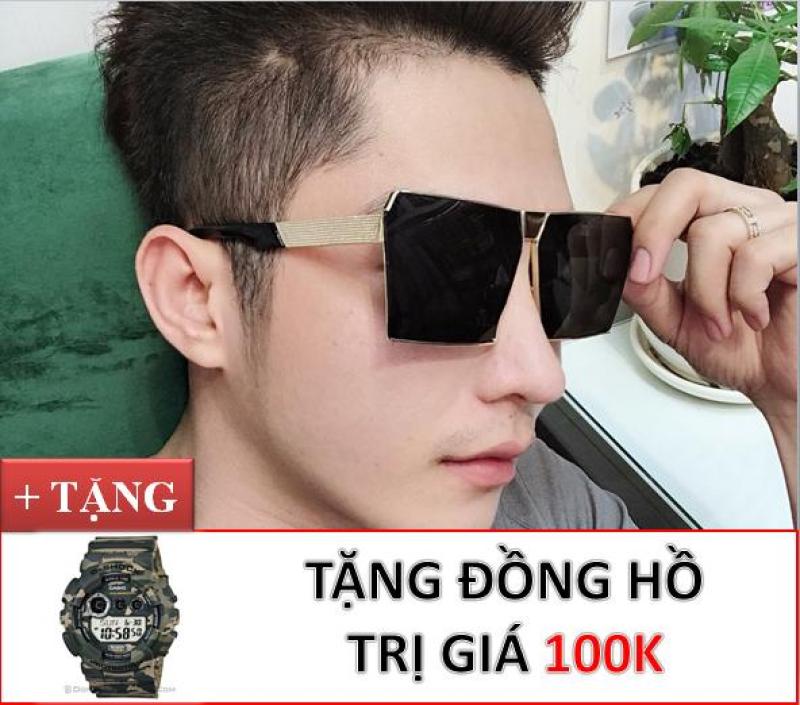 Giá bán KÍNH MÁT NAM UNISEX FORM VUÔNG SANG TRỌNG+ TẶNG ĐỒNG HỒ