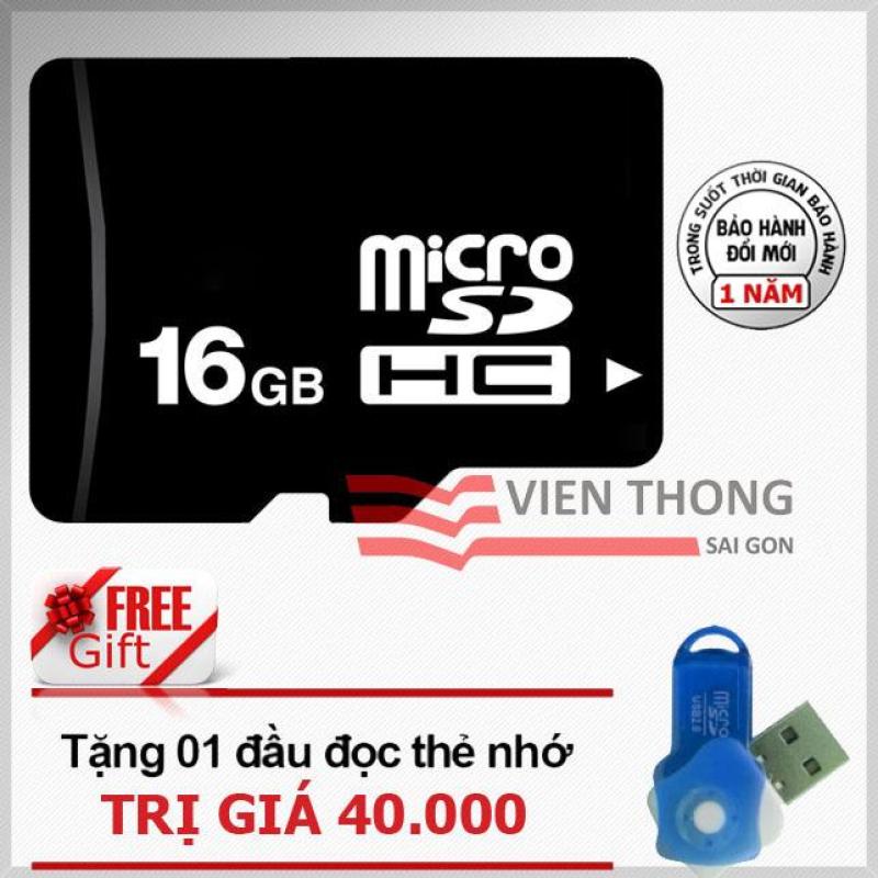 Thẻ nhớ 16GB Micro SDHC class 6 (Đen) + tặng đầu đọc thẻ Micro PT