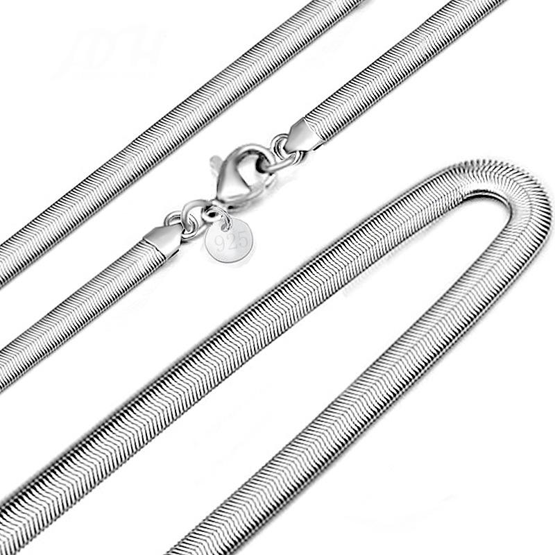 Hot Jual datar Lebar 6mm Perak Warna Ular Rantai Fashion Jewelry Kualitas Tinggi DIY Pendant Kalung Aksesori - intl