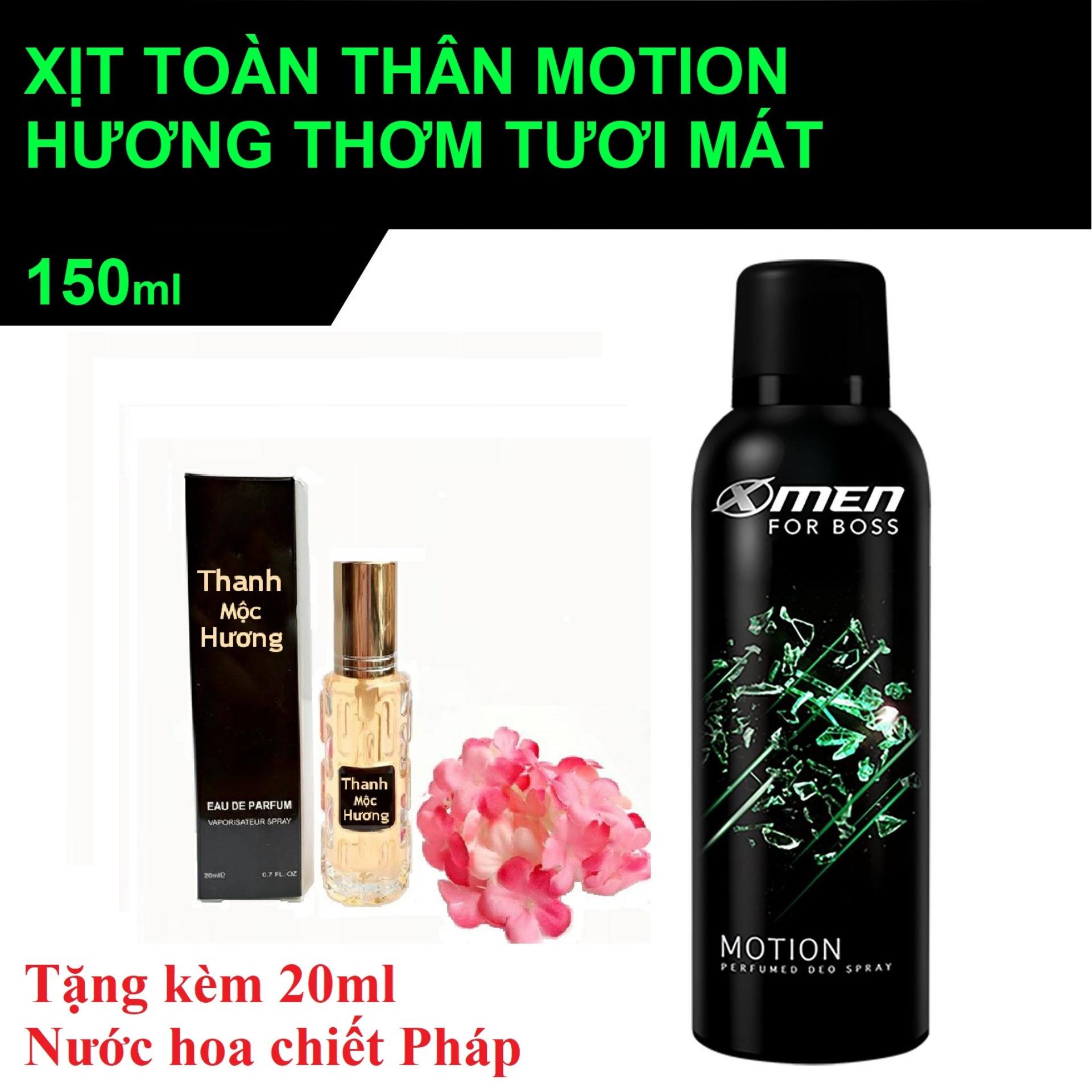 Xịt nước hoa Pháp thơm body toàn thân Xmen Motion 150ml + tặng 20ml nước hoa chiết Pháp