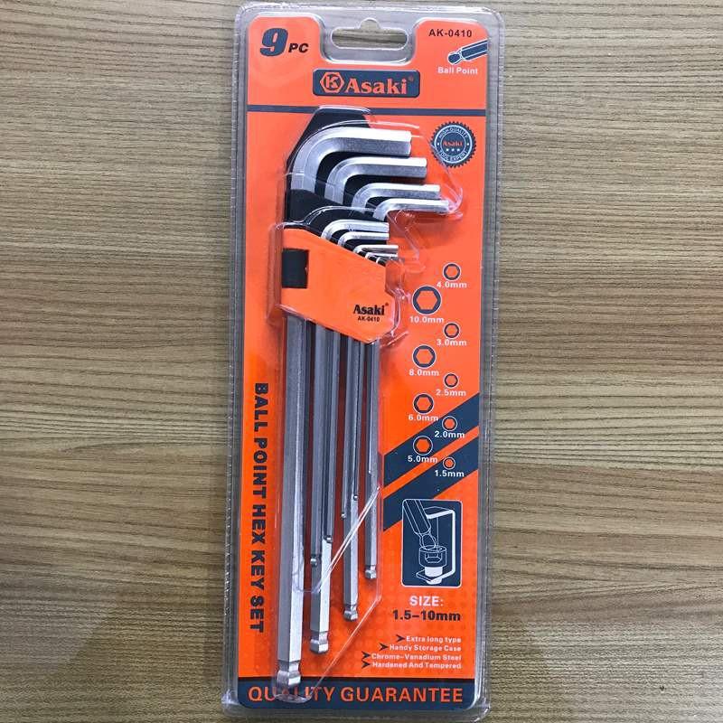 Bộ lục giác bi 9 chi tiết 1.5-10mm Asaki AK-0410