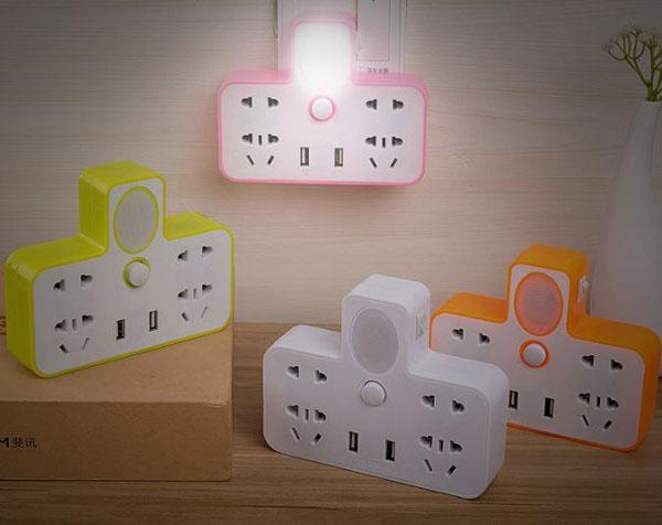 Ổ cắm điện đa năng kiêm đèn ngủ 2 cổng usb