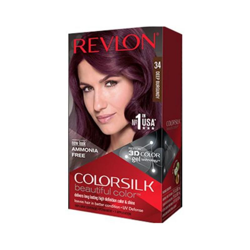 Thuốc nhuộm tóc Revlon ColorSilk 3D # 34  Tím Sẫm No Ammonia (tặng 01 nón trùm tóc) No 1 in the USA