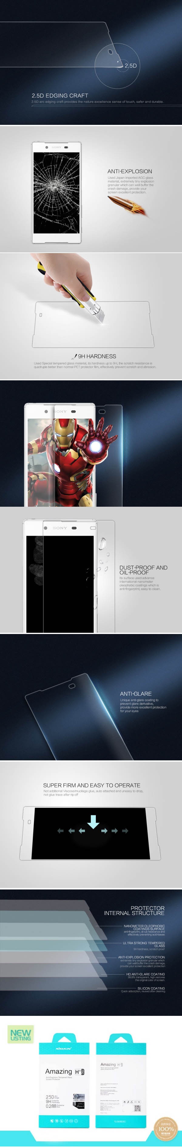 Dán kính cường lực Sony Xperia Z5 Nillkin PRO H+ 0.2mm - 5
