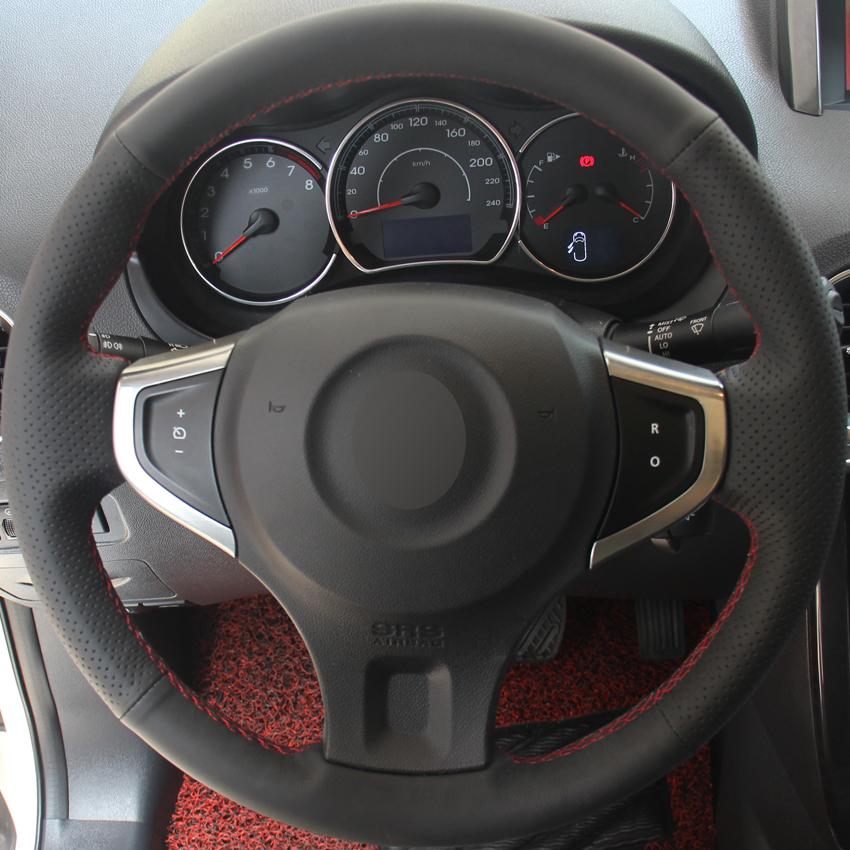 Hitam Kulit Jahitan Tangan Roda Kemudi Mobil Cover untuk Renault Koleos 2009-2014 Renault Koleos 2009-2014 Samsung QM5 (Abu-abu Benang) -Intl