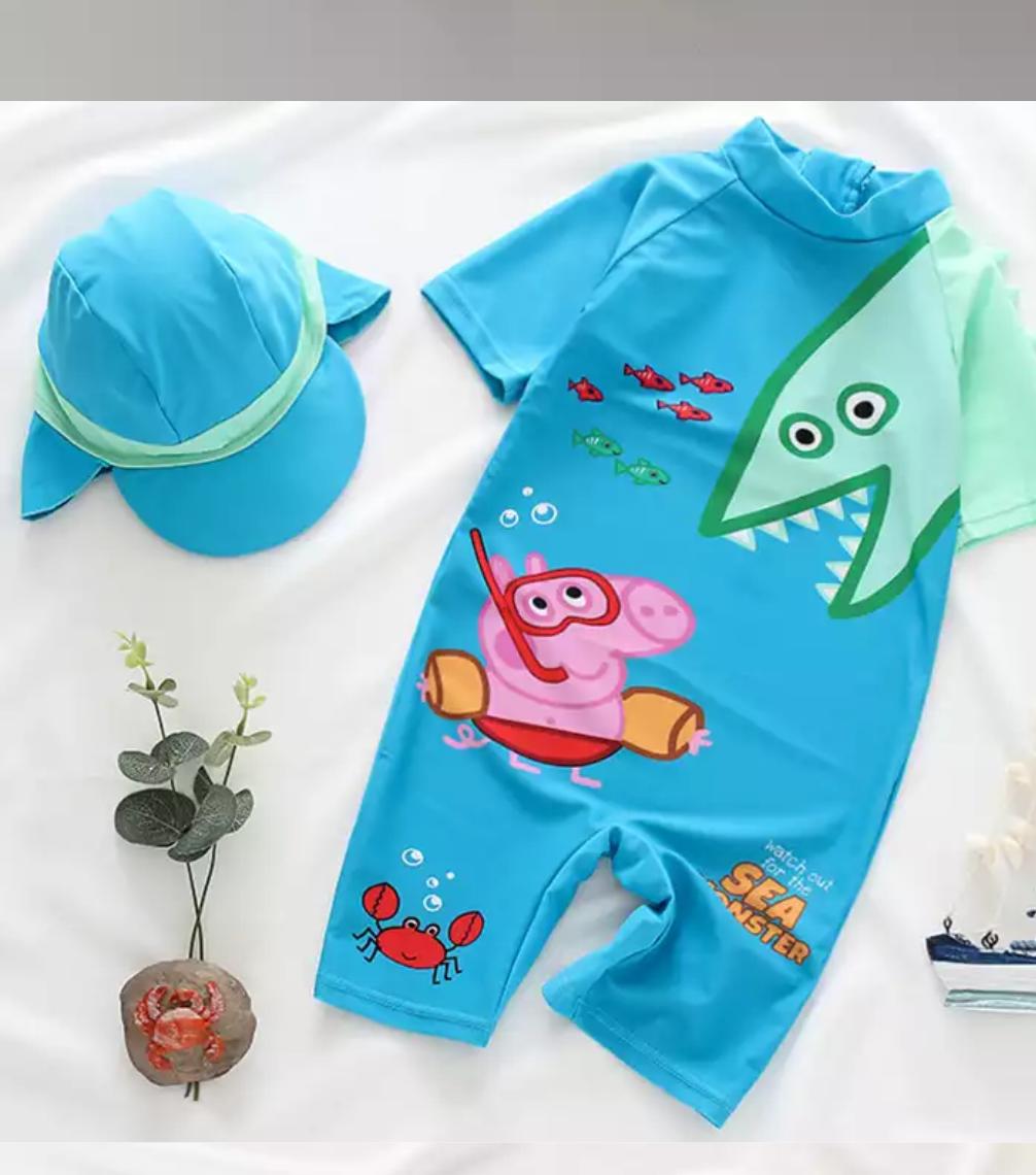 Bộ bơi liền thân hình peppa pig cá sấu cho bé