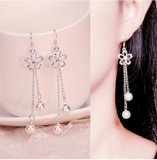 Bán Bông tai bạc S925 phong cách Hàn Quốc hàng đẹp hơn hình ( mẫu bông dài  xoắn ngọc trai) | Báo Giá Rẻ 95.000₫