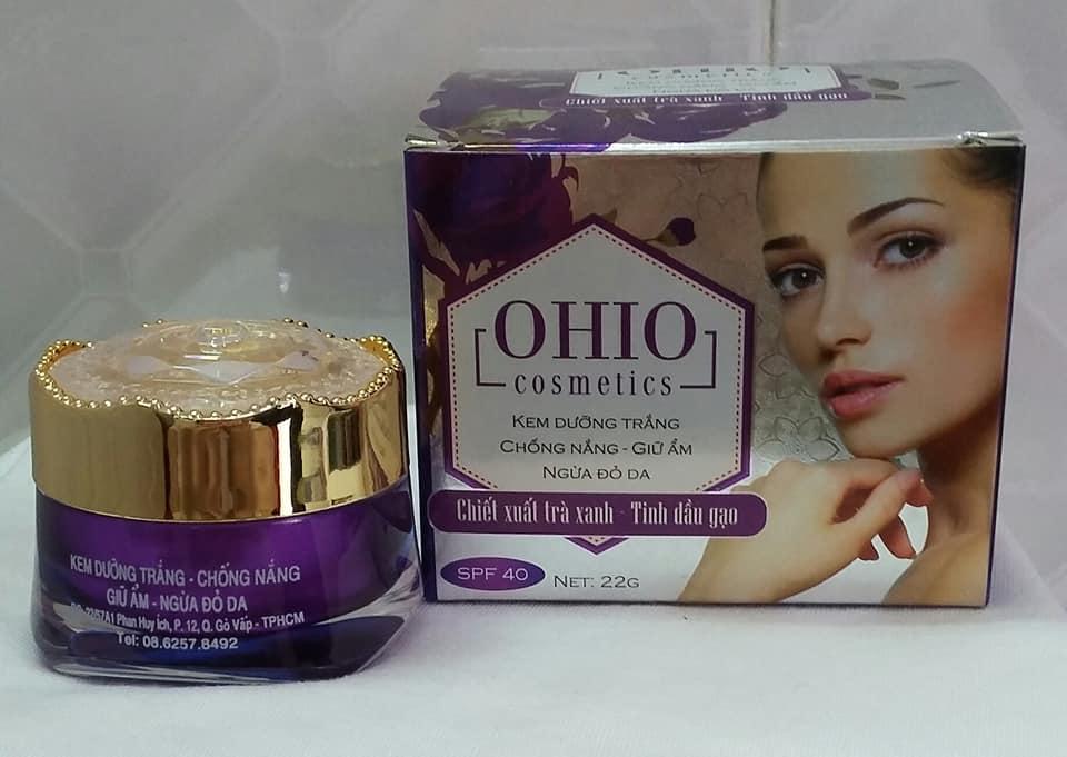Kem dưỡng trắng - chống nắng - giữ ẩm - ngừa đỏ da OHIO chiết xuất trà xanh - tinh dầu gạo ( 22g )