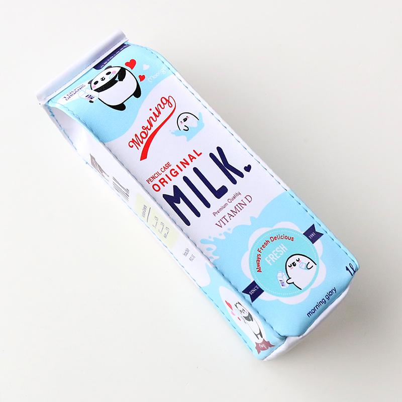 Cartoon Simple Milk Carton Pencil Case Cute South Korea Creative Large Capacity Primary School Student's Stationery Female Simple Pencil-Box