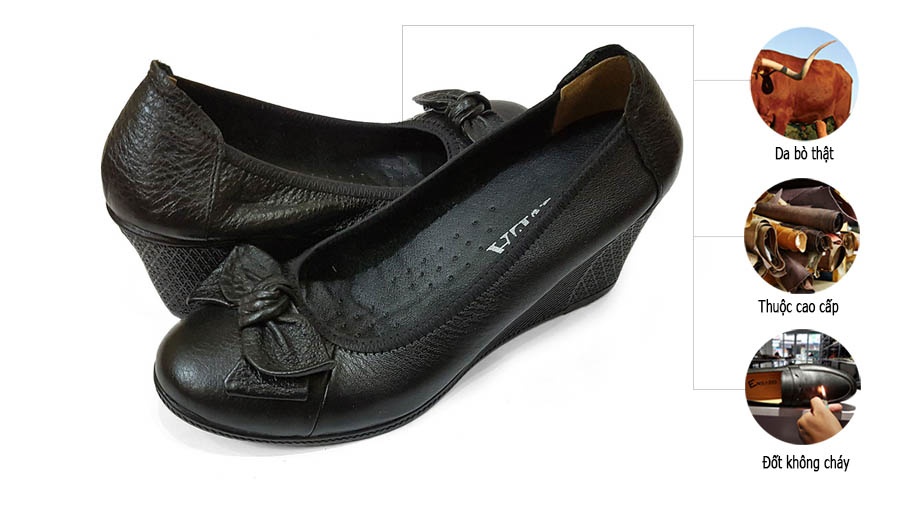 Chất liệu sản xuất giày cao gót 3cm Ensado là da bò thật