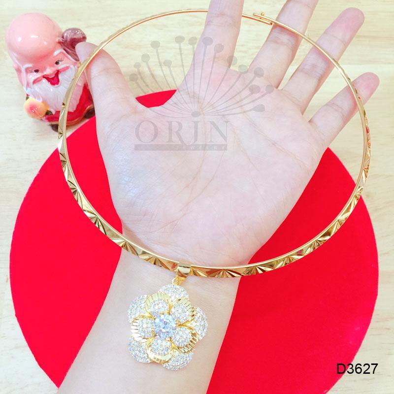 Kiềng đeo cổ mạ vàng mặt hoa nhiều tầng đính đá sang trọng cao cấp Orin D3627